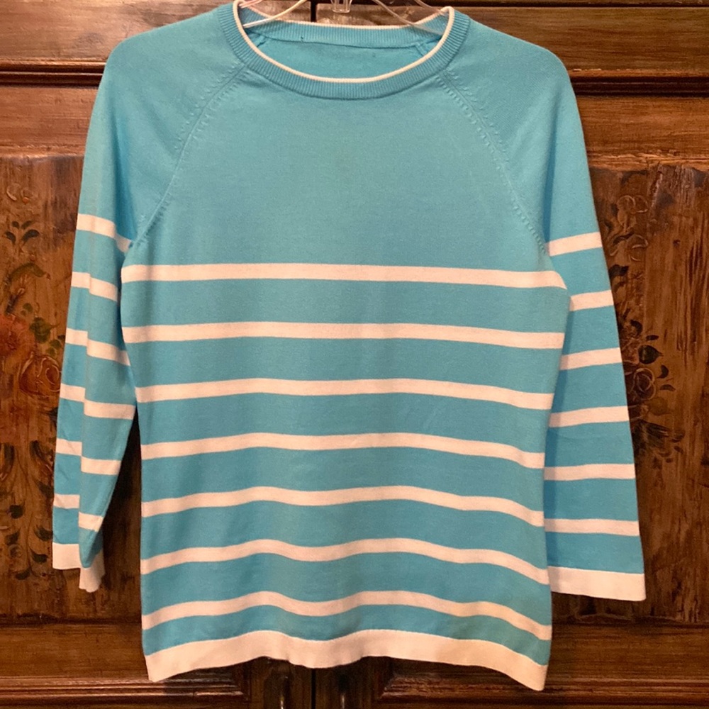Brooks Brothers Blue and White Striped Top Sweater